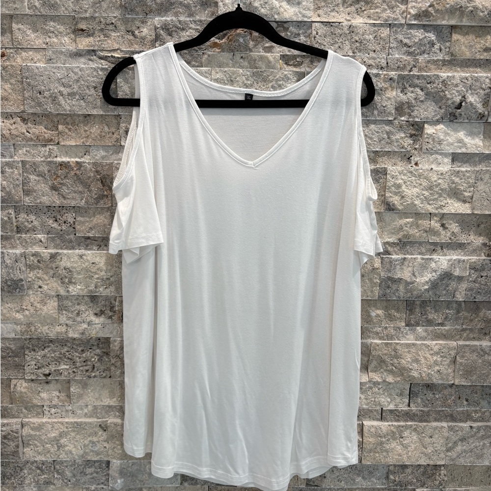 White Cold Shoulder Women's Top